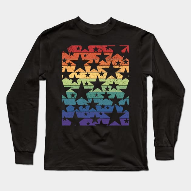 Distressed Gay Pride Stars and Bars Long Sleeve T-Shirt by Muzehack